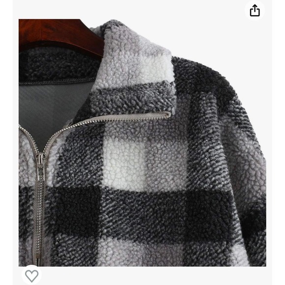 New ZAFUL Women's Faux Fur Pullover Half Zip Long Sleeve Crop Sweatshirt Tops - Picture 3 of 5